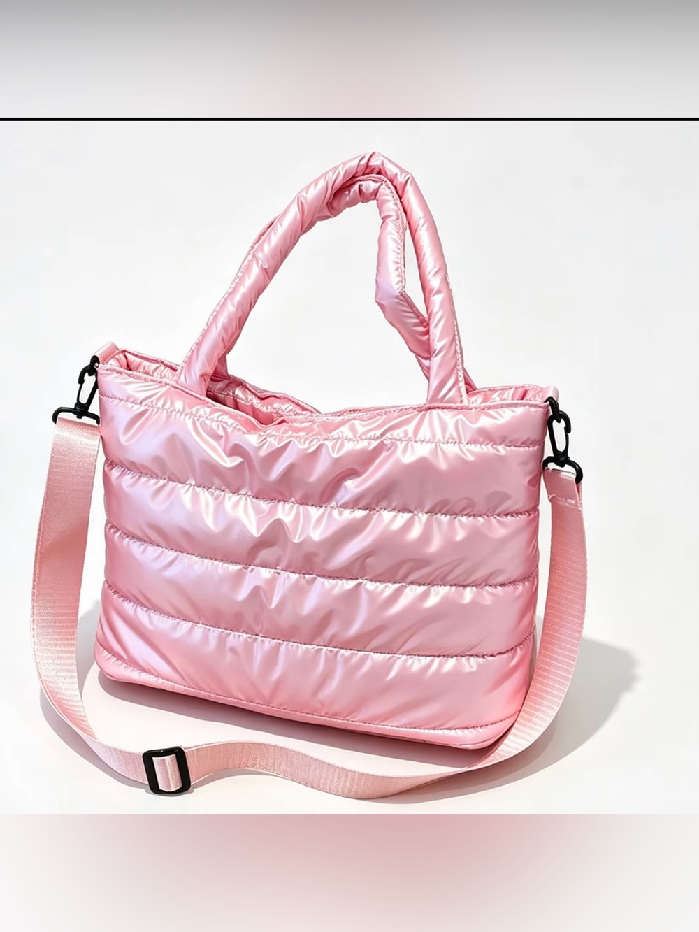 Stylish Pink Quilted Tote Bag - Lightweight Puffer Handbag